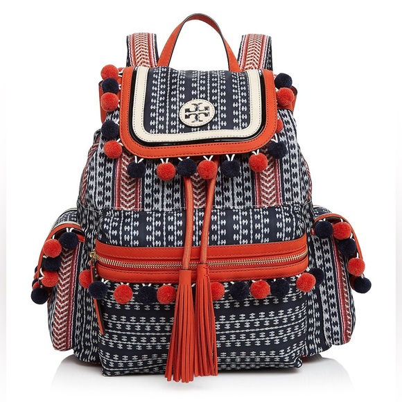 Tory Burch Multicolor Scout Nylon Pom-Pom Backpack - Picture 16 of 16